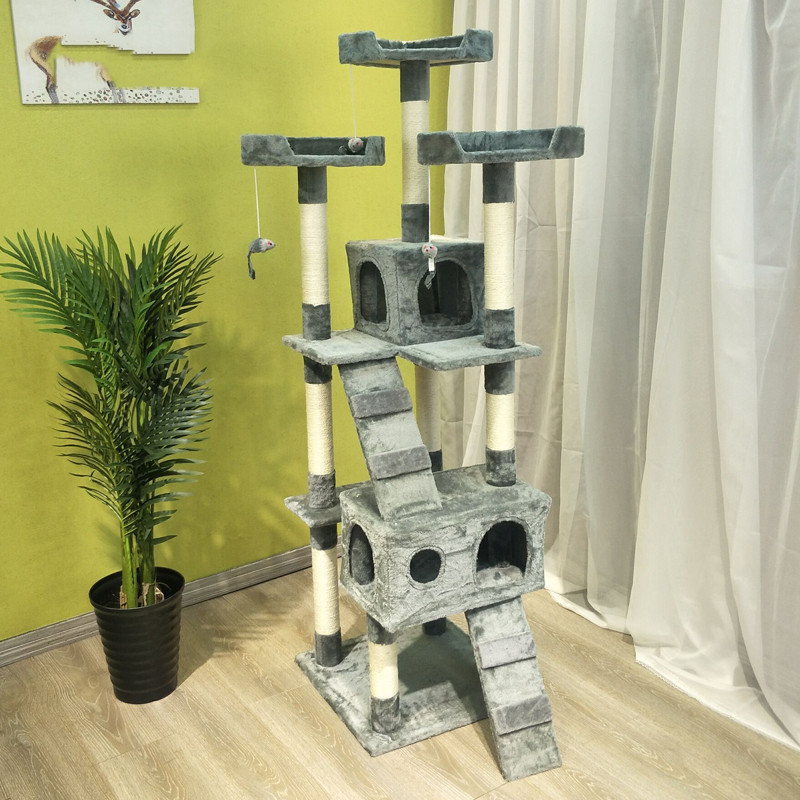 Large Multi-Level Cat Tree with Scratching Posts & Climbing Platform